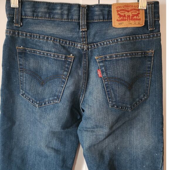 Levi's 505 Dark Wash Youth Denim Jean Pants Size Regular 12 26X26 - Picture 4 of 6